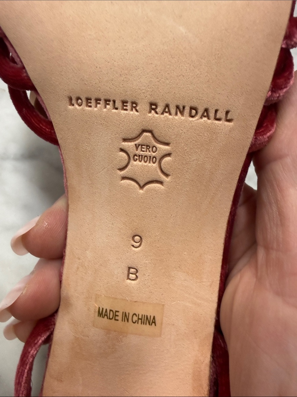 Loeffler Randall Olivia Ankle Strap Sandal in Velvet Tea Rose Size 9 - Picture 10 of 11